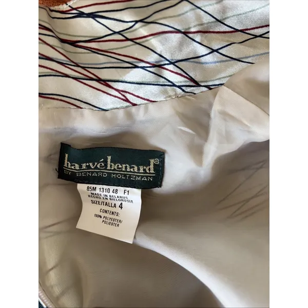 Harve Benard Vintage Mock‎ Neck Shift Dress Womens 4 Silver Abstract Satin - Image 6