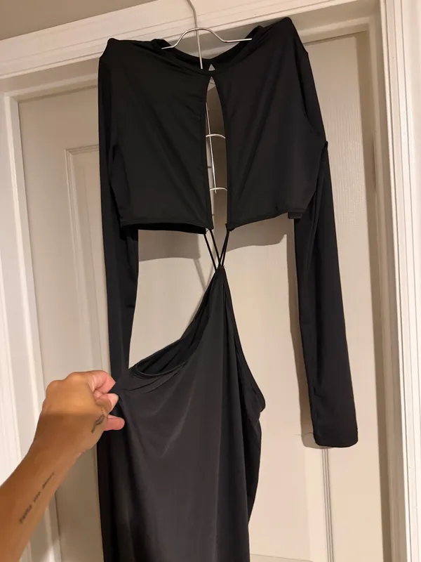 Black long sleeved cut our dress - Image 2