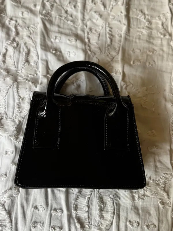 Black Patent Top-Handle Women’s Bag - Image 2