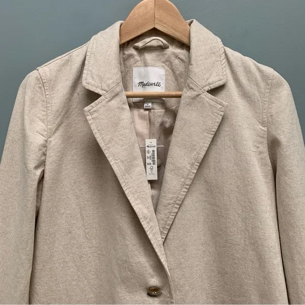 Madewell Cotton-Linen Beige Summer Blazer Jacket S - Image 3
