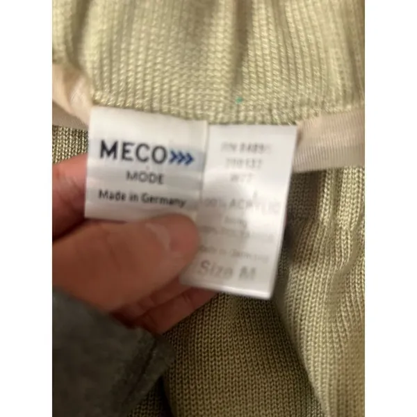 MECO Mode Knit Midi Skirt | Olive Green Stretch Sweater Skirt – Size M Made in G - Image 3