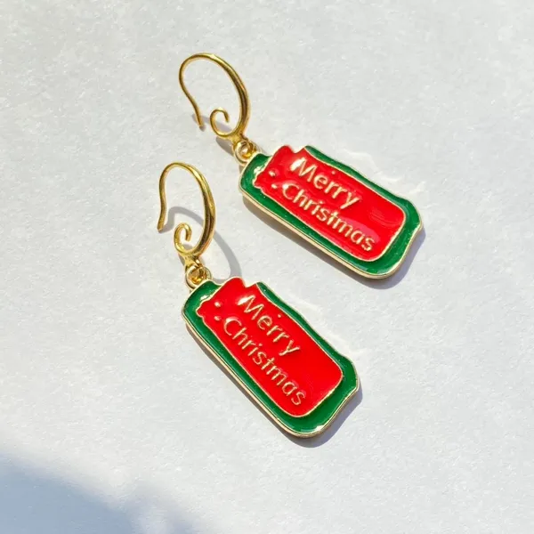 Simple chic retro vintage style “Merry Christmas” earrings✨ - Image 3