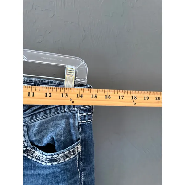 Miss Me Y2k Low Rise Bootcut Jeans Blue Embellished Rhinestone Size 29 - Image 5
