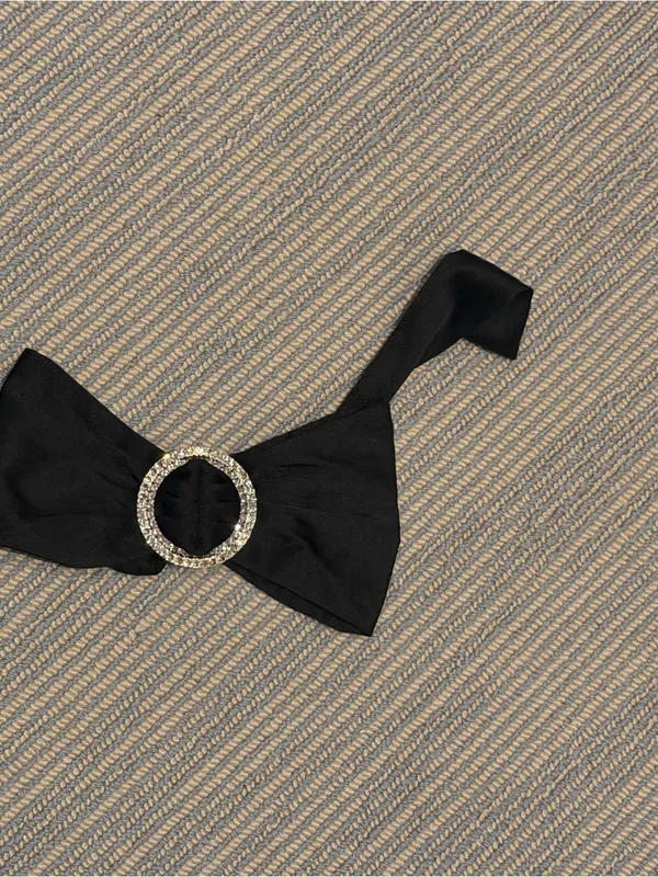 For Love & Lemons Black Asymmetrical One-Shoulder Dress with Rhinestone Rings - Image 5