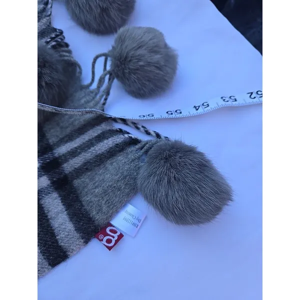 scarf 100% Cashmere With Fur Pompons - Image 9