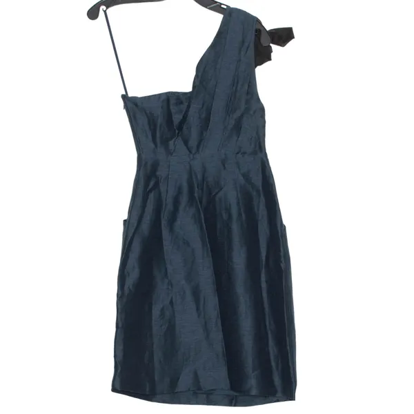 NEW Va Et Vien Dress One Shoulder Linen Silk Cottage Dark Academia HOCO Blue 2 - Image 5