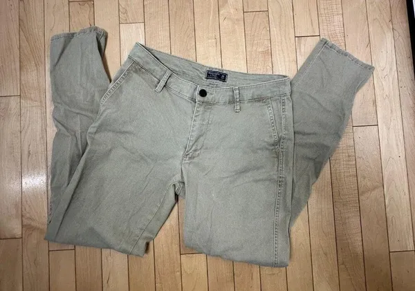 Abercrombie & Fitch Khaki Green Denim Jeans Chino's Size 25 - Image 2