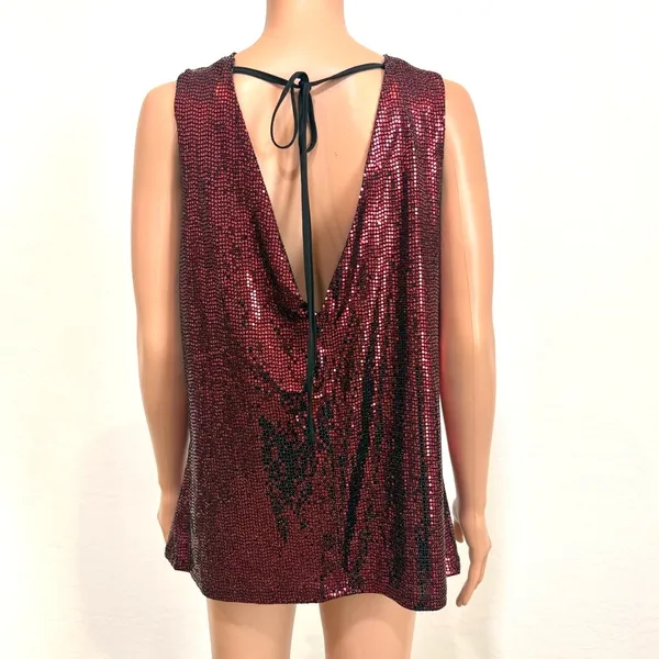 New York & Co large cowl neck low back sequin top TB2 3652 - Image 6