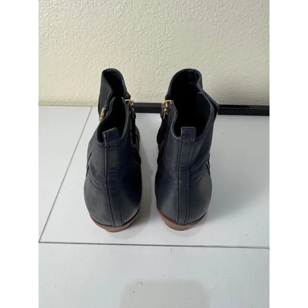 Tory Burch Leather Ankle Booties Women Size 8 Black Block Heel‎ Minimalist Chic - Image 2