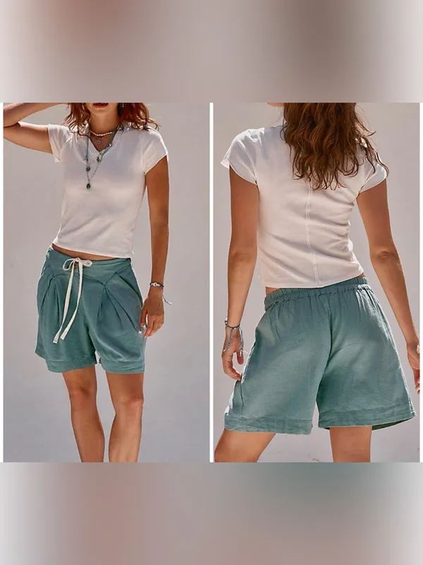 NWT Free People Free-Est Breeze Line Shorts - mineral blue - small - Image 2