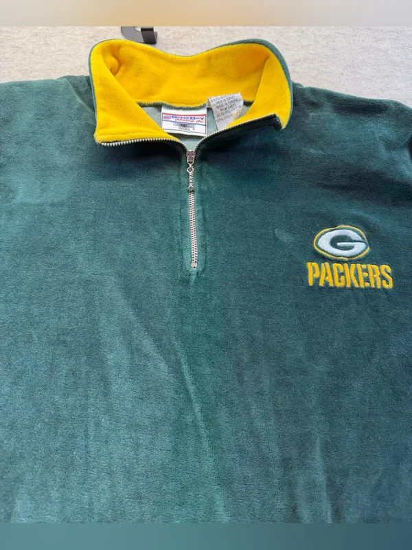 Vintage Green Bay Packers Game Day Moretz Velour 1/4 Zip Pullover XL NFL - Image 3