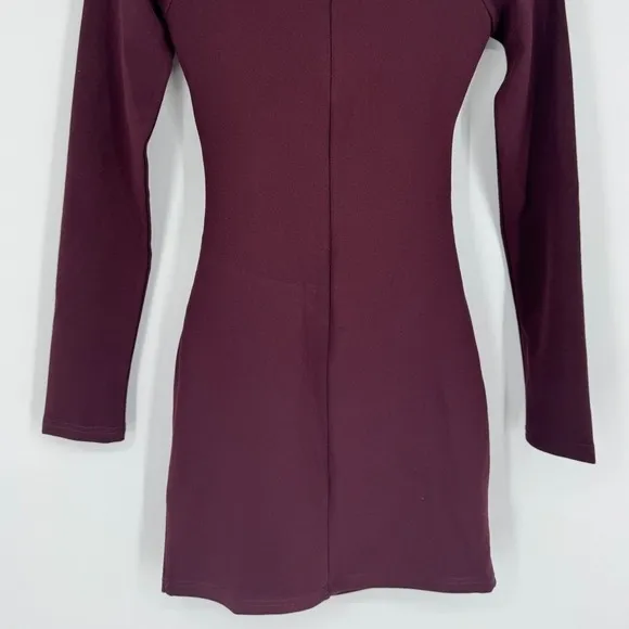White Fox One‎ Desire Mini Dress Small Dark Burgundy Cutout Long Sleeve Beaded - Image 8