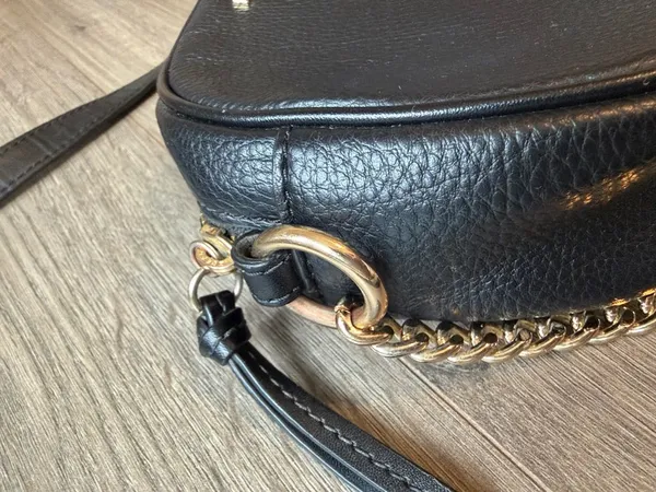 Michael Kors Black Pebbled Leather Rounded Crossbody with Gold Hardware - Image 4