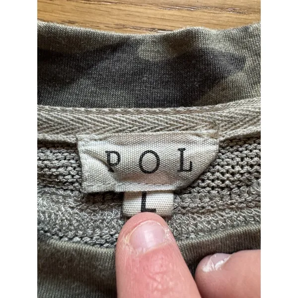 POL Women Large Camouflage Lightweight Tunic Top Hi Low Stretch Casual‎ Grunge - Image 3