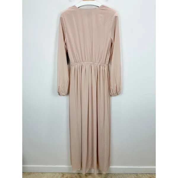 Lulus Wondrous Blush Pink Long Sleeve Maxi Dress Formal Chiffon Medium NWT - Image 12
