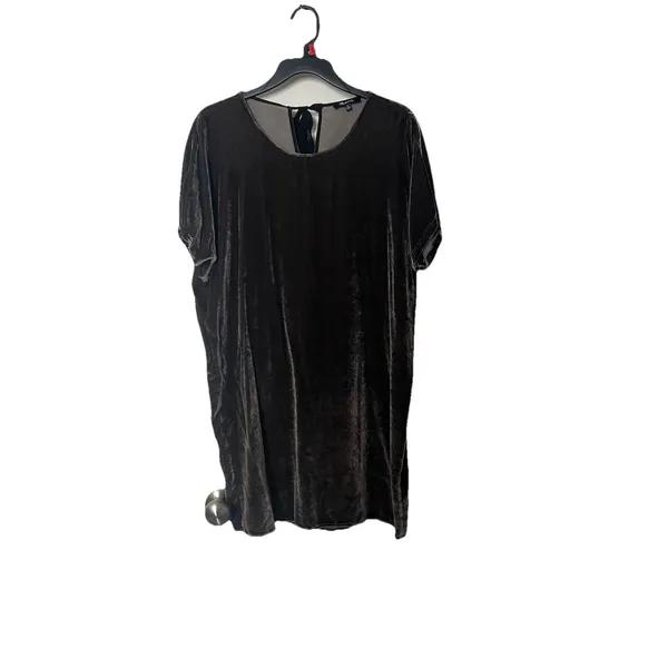Madewell Velvet Bow Back Tee Dress Short Sleeve Silvery Gray Silk Blend Medium - Image 3