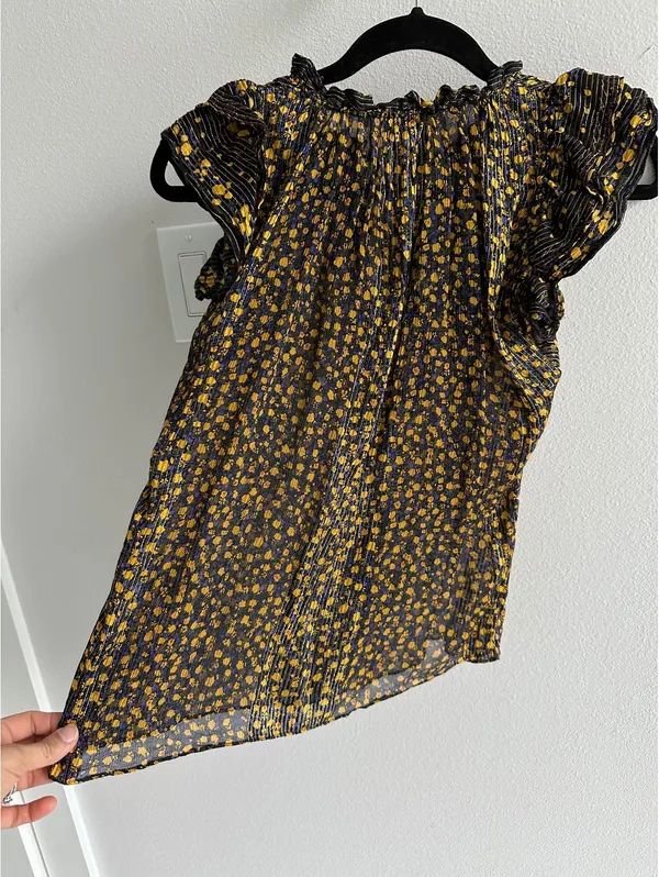 Ulla Johnson Doria Metallic Floral-print Silk Top - Image 5