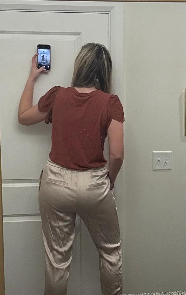Express Champagne Satin Pants - Image 2