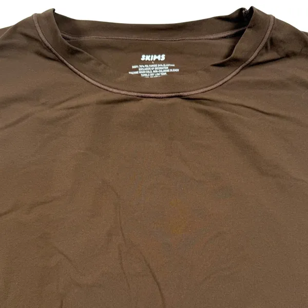 Skims Fits Everybody Long Sleeve T Shirt Womens Large Brown Cocoa Slim Crewneck - Image 2