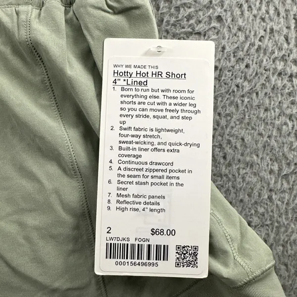 NWT‎ Lululemon Hotty Hot High Rise Shorts 4" Fog Green Lined Athletic Women's 2 - Image 4