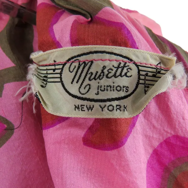 Musette 1960s Vintage Pink Floral High Neck Sleeveless Mini Dress XS Retro Mod - Image 8