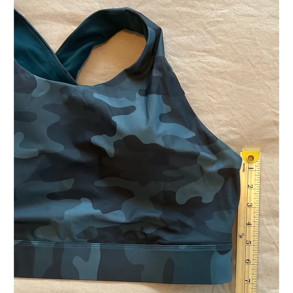 Fabletics Blue Camo Crossback Sports Bra High Neck 2X - Image 3