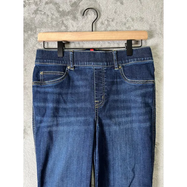 Spanx Jeans Womens Large Blue High Rise Flared Tummy Shaping Pull On Stretch Med - Image 3