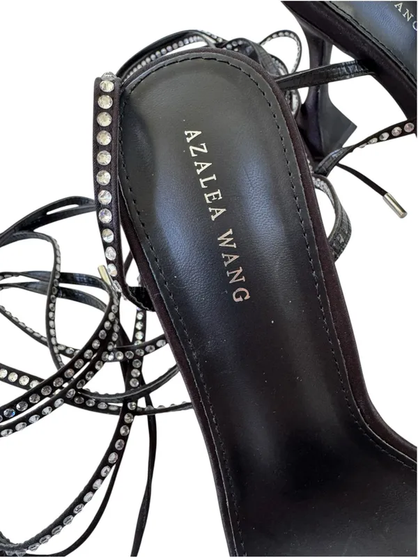 NEW AZALEA WANG Sophie Rhinestone Lace Up Sandal in Black Size 9 - Image 9