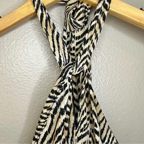 NWT Banana Republic Factory Knit Halter Black Tan Animal Print Romper - Image 6