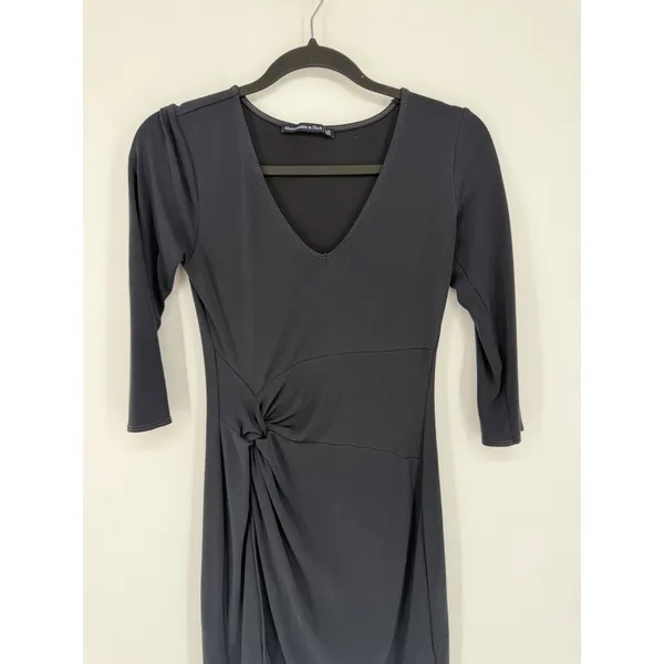 Abercrombie & Fitch Dress Mini Knot XS Black V-Neck Bodycon Chic - Image 4