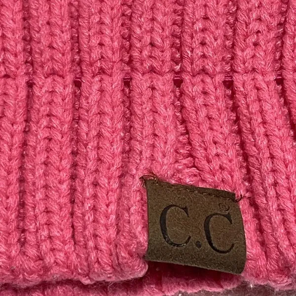C.C Beanie Mixed Soft Yarn Ribbed Knit‎ Thick Warm Winter Hat Toboggan Pink - Image 4