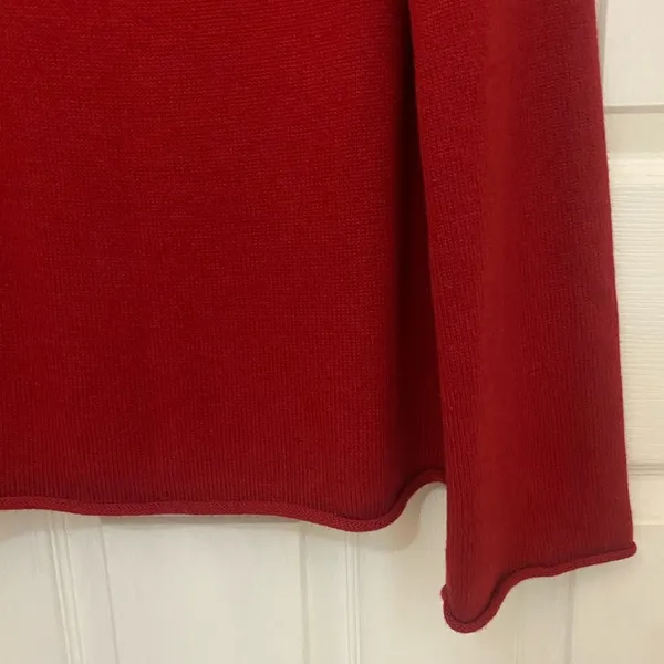 LOFT Boatneck Rolled Hem Rabbit Hair Sweater in Deep Red - Image 4