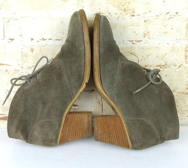 Madewell 1937 Sandstorm Suede Leather Lace-up Ankle Booties 7.5 Tan Block Heel - Image 9