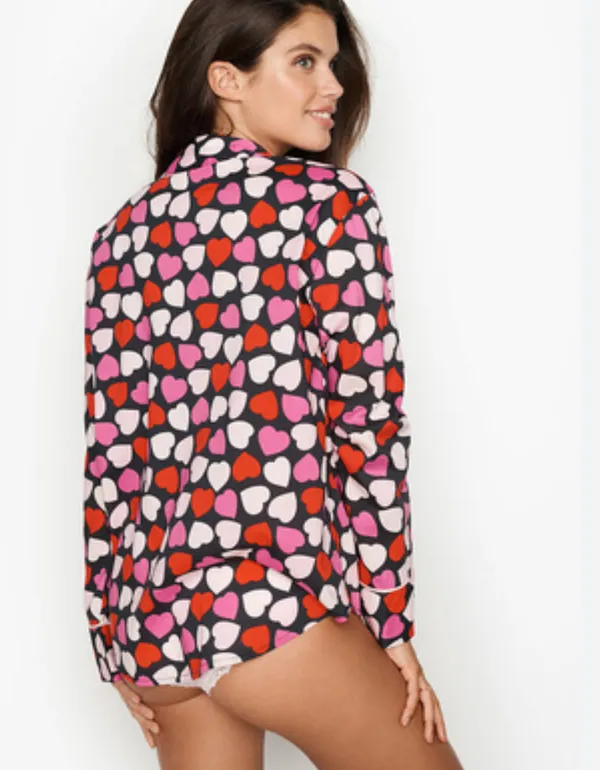 Victoria’s Secret hearts pattern button down long sleeve pajama top women’s XS preowned - Image 8