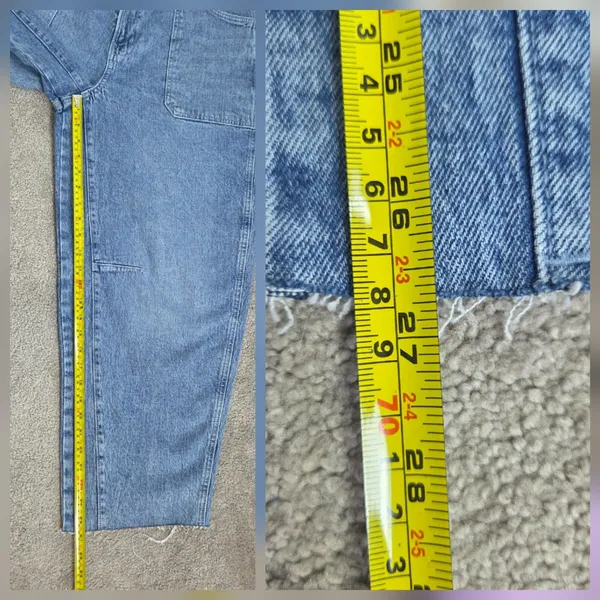 NWT Free Assembly Size 14 Light Wash Barrel Leg High Rise Utility Carpenter Jean - Image 12