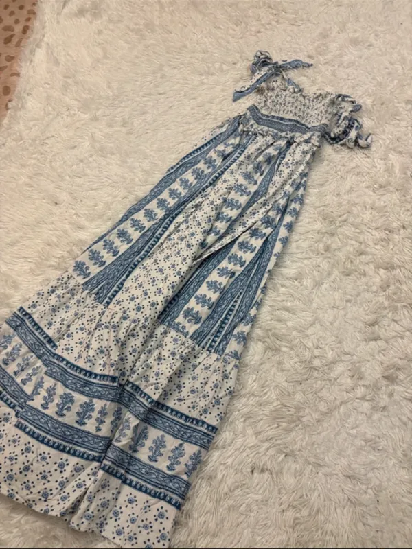 Zara blue and white printed midi dress - Image 2