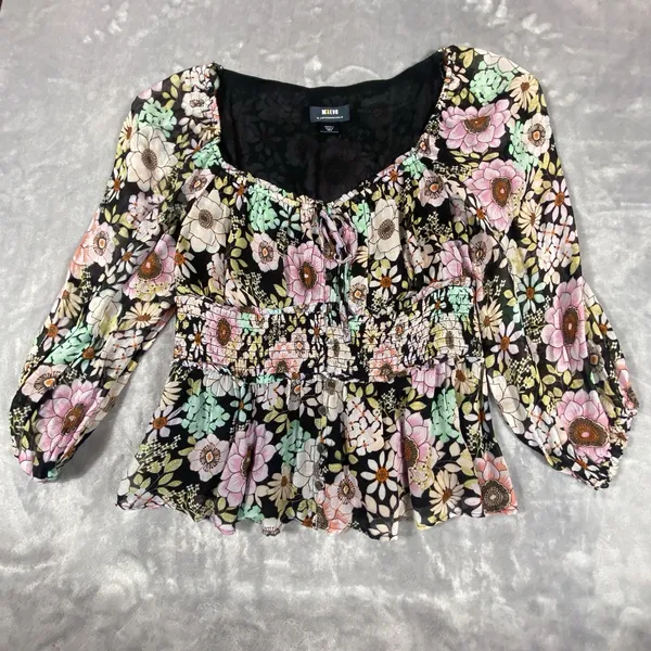 Anthropologie Maeve Small Top Blouse Flounced Multi 70's Peasant‎ Prairie Boho - Image 3