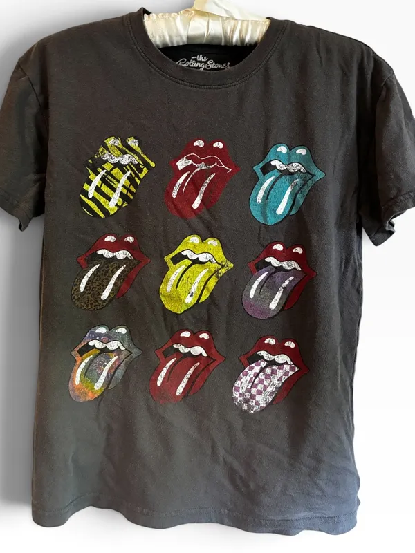 the Rolling Stones Gray Short Sleeve Tee with Multicolor Tongues - Image 6