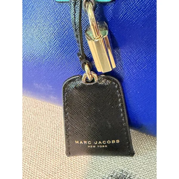 Marc Jacobs Little Big Shot Leather Tote Teal Blue Playboy Strap Satchel NWOT - Image 10