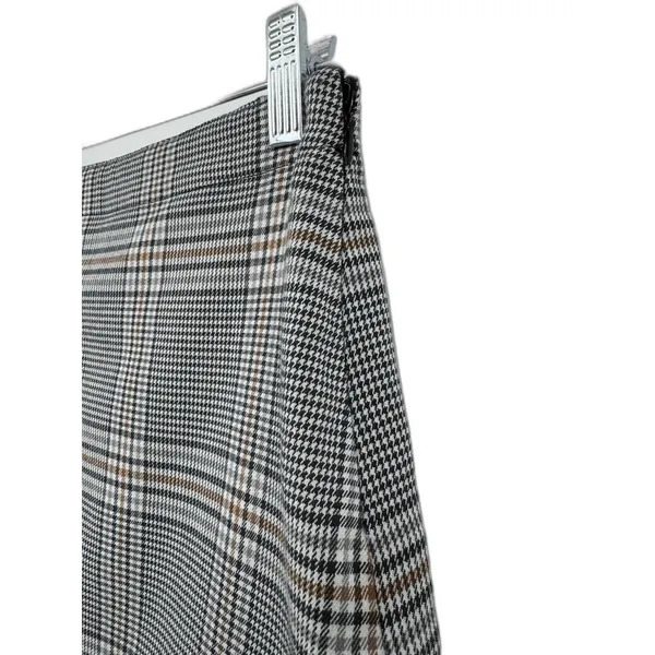 Abercrombie & Fitch White Black Plaid Zip Up Slit A-Line Skirt Mini Skirt Size S - Image 4