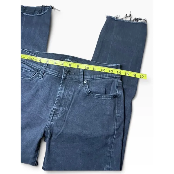 7 For All Mankind Roxanne Ankle Jeans Dark Charcoal Raw Hem Womens 28 - Image 5