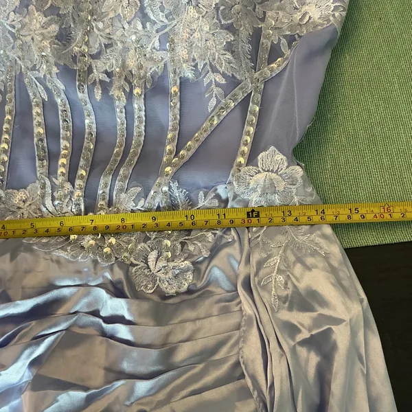 Lavender Lace Corset Formal Gown Off Shoulder Satin Dress - Image 11