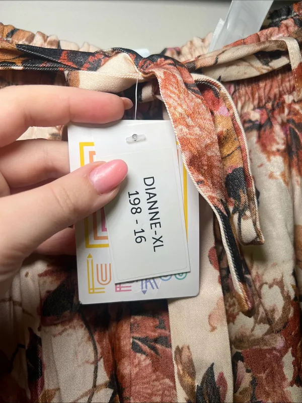 LuLaRoe Floral Pink & Brown Dianne Pants with Tie Waist - Image 2