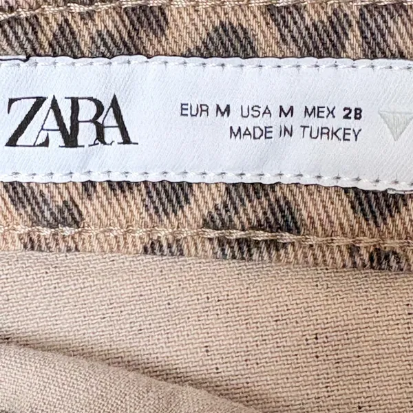 Zara NWT‎ Leopard Print Denim Mini Skirt Brown Tan Animal Print Size M - Image 6