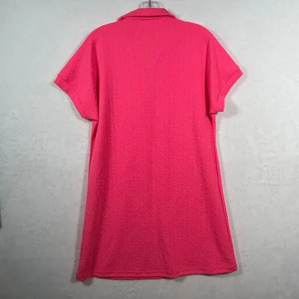 Jess Lea Pink Quilted Half Zip Polo Collar Shift Dress Small Hot Pink‎ Sporty - Image 2