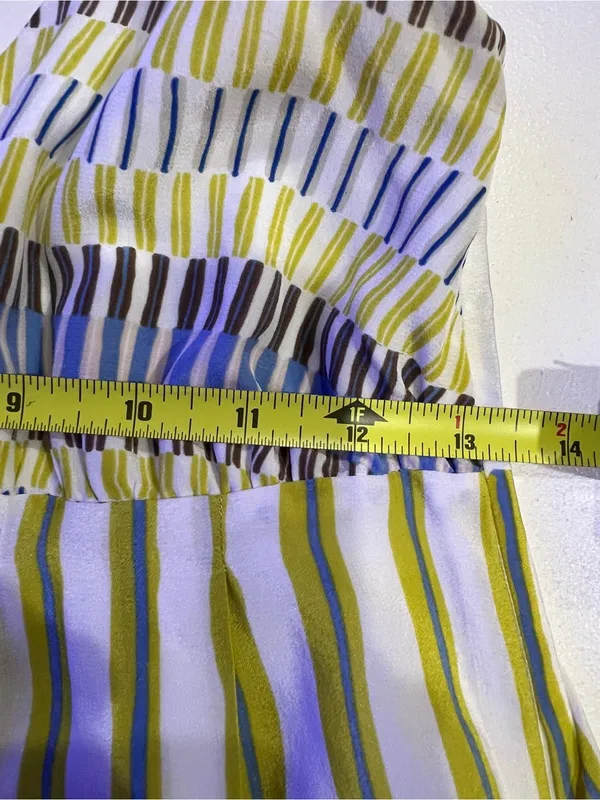 Massimo Dutti Silk Maxi Halter Slip Dress (2) Painterly Stripes Multicolor Boho - Image 7