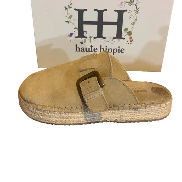 Haute Hippie "Biscuit" Beige "Aria" Suede Clogs With Box (6) - Image 5