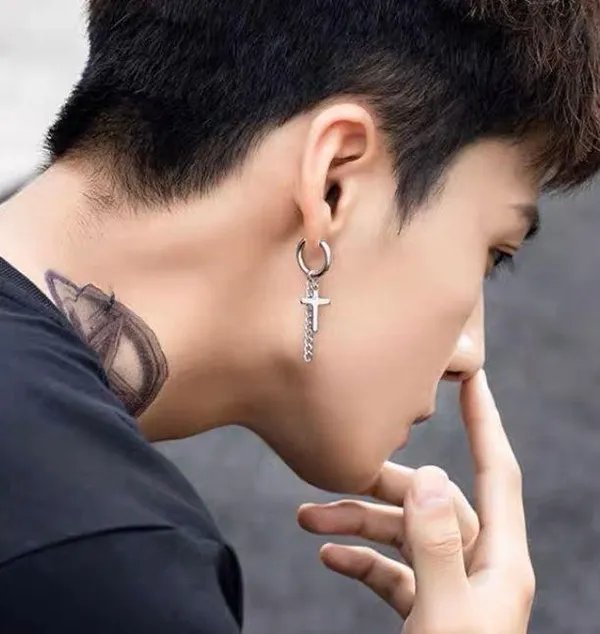 Stainless Steel Cross Dangle Drop Earrings for Men Women,Cross Earrings - Image 6