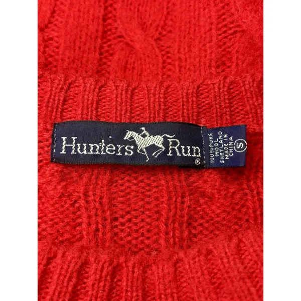 Hunter Vtg Hunters Run Red Wool Cable Knit Sweater Women’s S Classic Preppy - Image 3