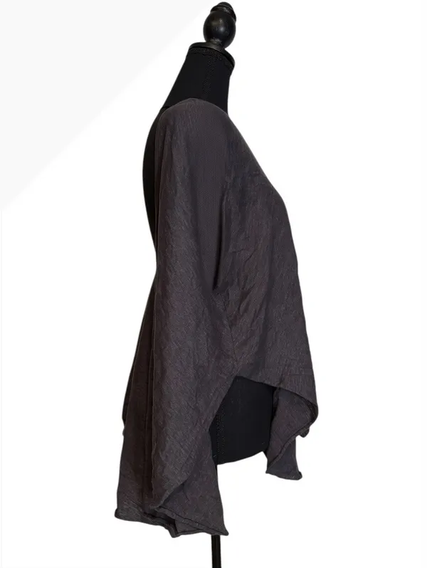 We The Free Gray Oversized Draped Hem Boho Tunic Top - Image 2